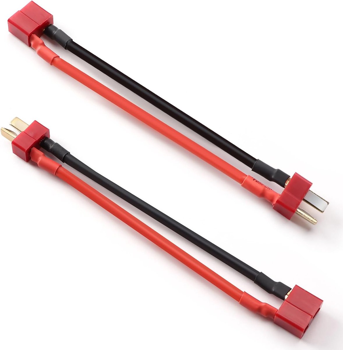 2 Stuks T-Plug Connectoren, Deans T Mannelijke naar Vrouwelijke Plugconnectorenadapter met 100mm 14 AWG Siliconendraad, voor RC Lipo-Batterij