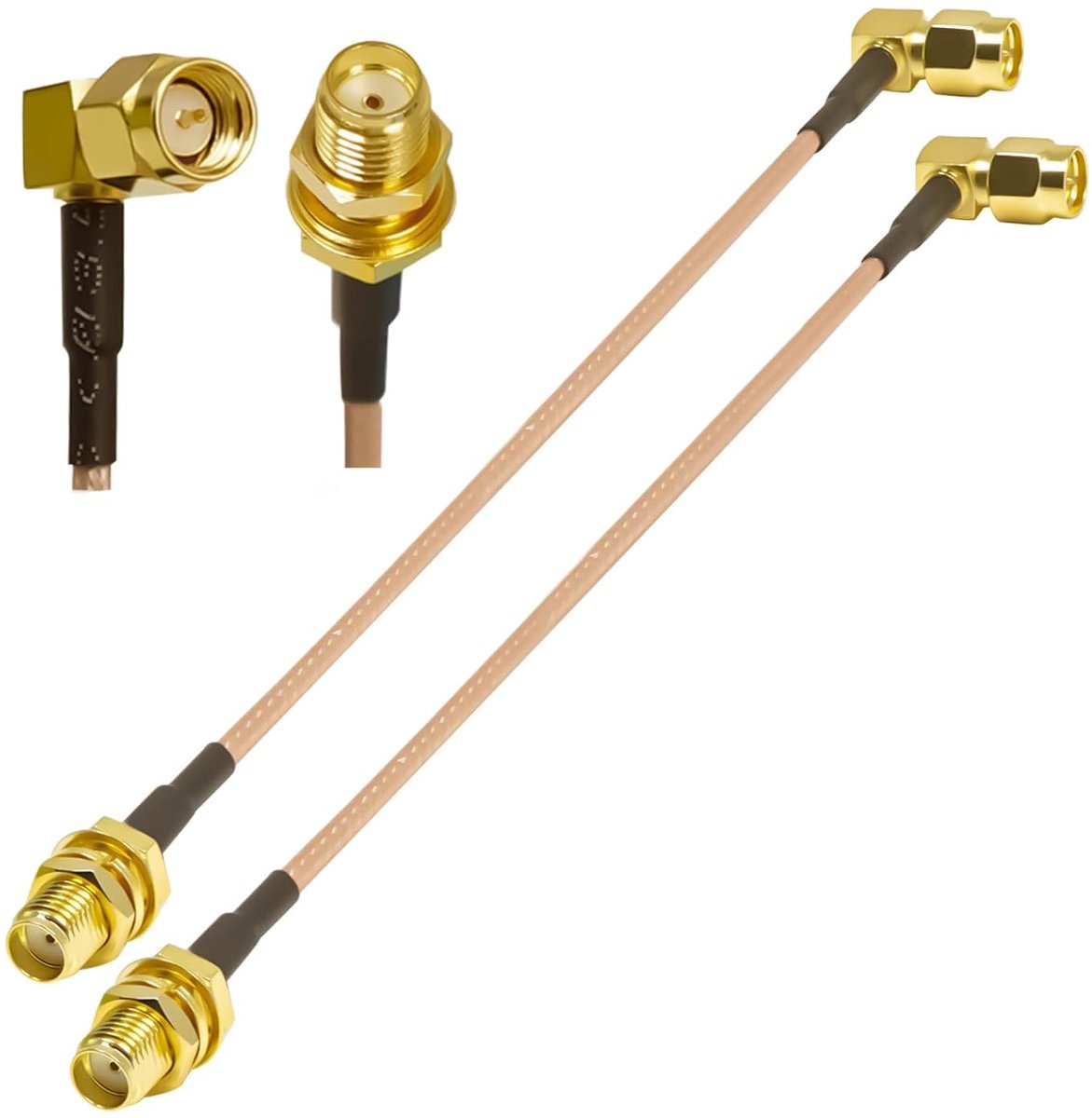 2 STKS SMA Pigtail Kabel, Low Loss 6Inch (15cm) Rechte hoek SMA Mannelijk naar Vrouw RG316 Antenne Jumper Extension Coaxiale Kabel voor Hamradio, Router, FPV-drone