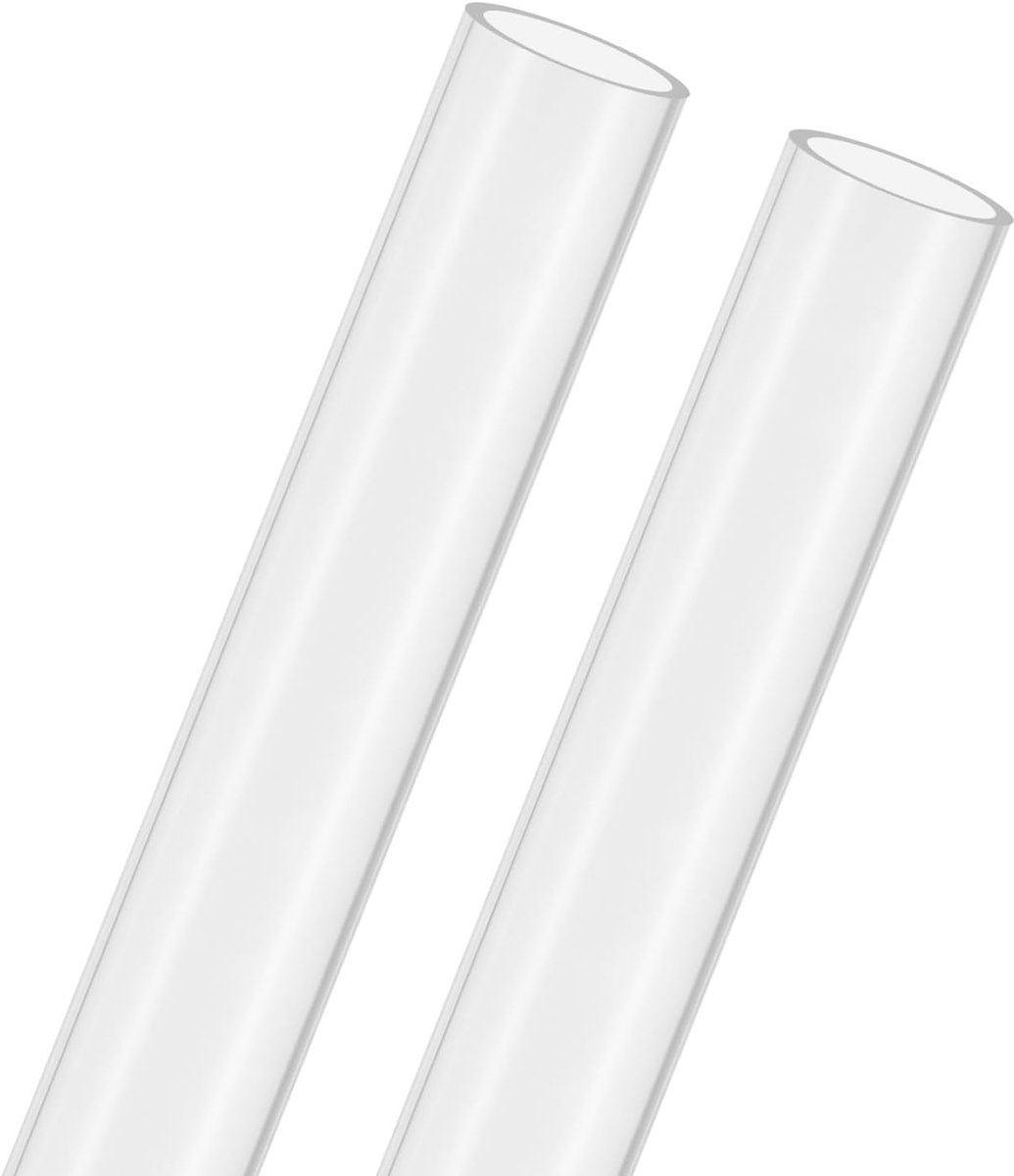 2-Pack Clear Stijve Acryl Pijp, 21mm [0.83"] ID x 25mm [1"] OD Plastic Ronde Buis voor Waterkoelingssysteem/Lampen/Fonteinen/Aquaria/Display Stand, Acryl Tubing [305mm/12IN]