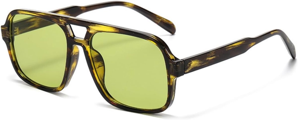 Zonnebril voor mannen vrouwen klassieke jaren 70 vintage rechthoekig oversized vierkante zonnebril Double Bridge