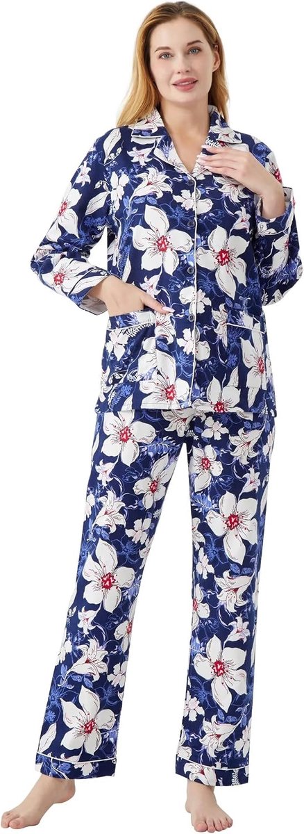 Katoenen flanellen pyjama voor vrouwen 100% katoen flanel pyjama set zachte PJS gezellige dames loungewear