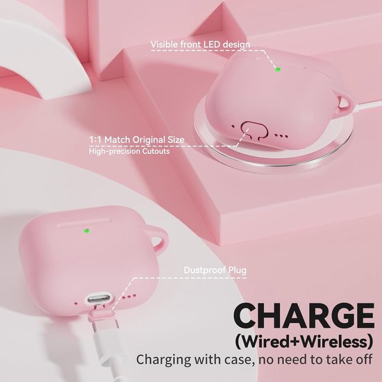 Siliconen voor AirPods 4 Hoes, B1-Light Pink — afbeelding 5