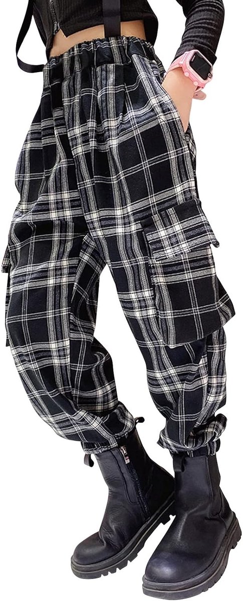 Cargobroek voor meisjes, katoen, casual, vrijetijdsbroek, hiphop, elastische taille, wandelen, school, uniform, joggingbroek, trainingsbroek, sport, vrije tijd, streetwear