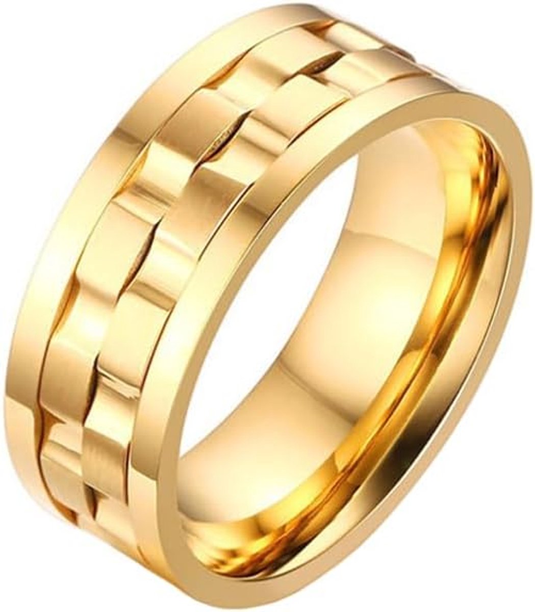 Jewelry heren ring Verguld Edelstaal Tandwiel-19mm
