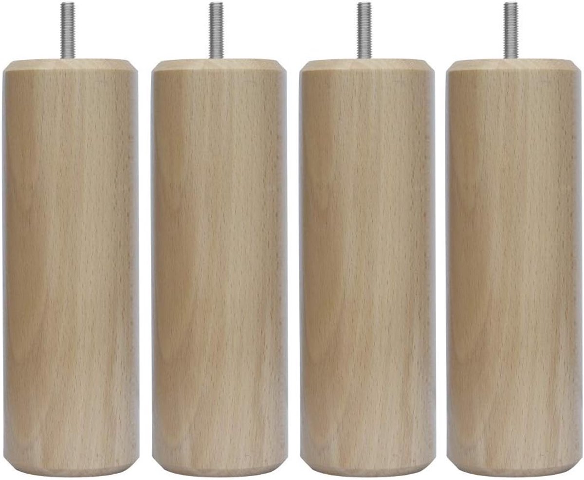 Kameleon cilinderset, 4 poten voor lattenbodem, hout, 7 x 7 x 20 cm, naturel gelakt, 7 x 7 x 20 cm