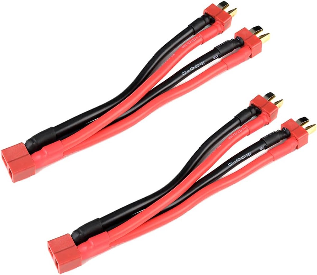 2st T-stekker Parallelle Connector 1-Vrouwelijk naar 2-Mannelijk Adapter Y-splitter met 10CM 14AWG Kabel
