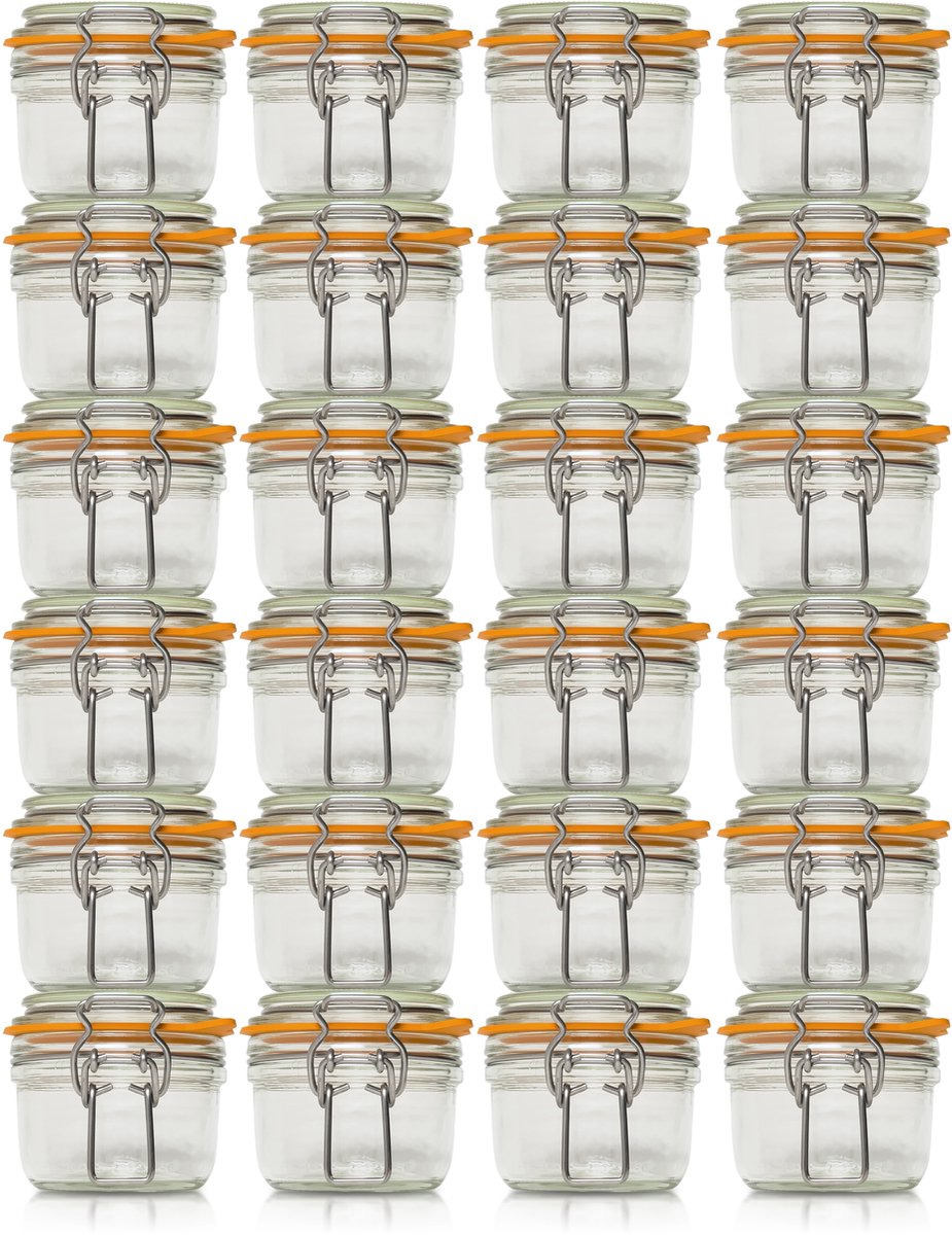 Le Parfait 125ml/gr Weckpotten Set (24x 125ml) | OP=OP VOORDEELSET | 24 Weckpotten van 125 ML | Premium A-kwaliteit | Robuust en Voedselveilig | Ideaal als voorraadpot, inmaakpot of conserveerpot | Made in France