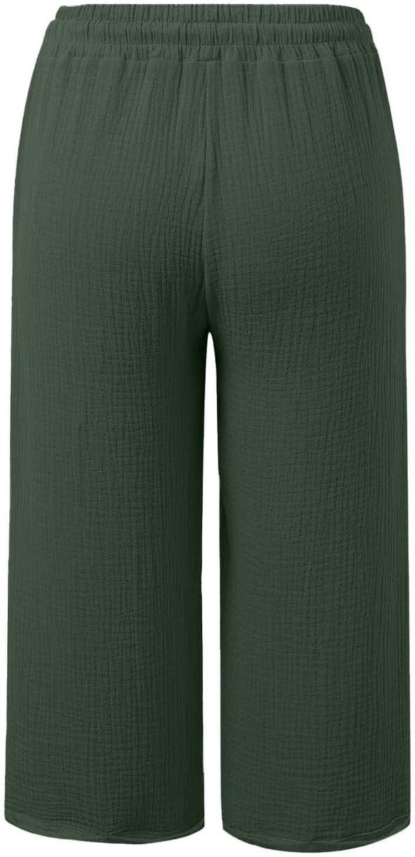 Leinenhose Damen Sommer 3/4 Musselin Hose Leicht Leinen Sommerhose Mit Taschen Causal Locker Caprihose Elastische Bequeme Stoffhose Sport Freizeit Strandhose