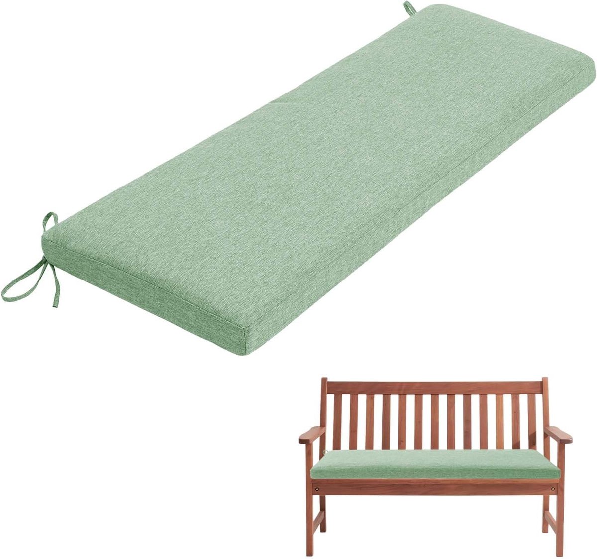 Generisch Bankauflage, Abnehmbarem Sitzkissen Banks, rutschfeste Gartenbank Auflage, Waschbar Sitzauflage Banks für Innen Outdoor Fensterbank Couch ban k Eckbank Auflagen,Grün,160x55x5cm