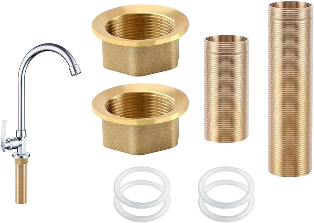 2 stuks kraanmoerenset, reparatieset voor kraan, verlengset voor kraan met verlenging, verlenging voor schroefdraad, met 4 afdichtingen, voor montage van kranen