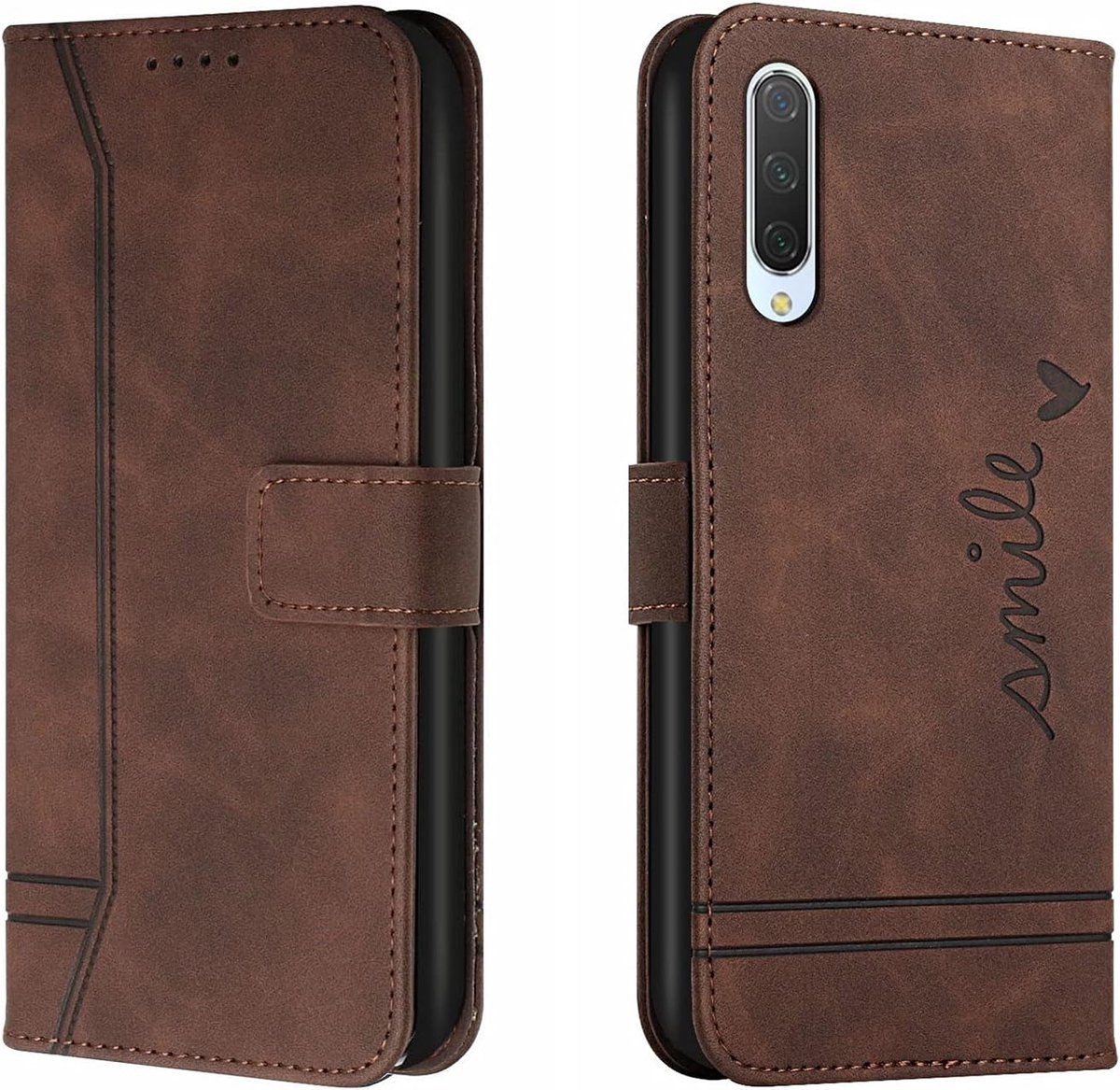 Telefoonhoesje voor Xiaomi Mi 9 Hoes, PU Lederen Flip Wallet Case met Kaartenvakken en Folio Cover Beschermhoesje voor Xiaomi Mi 9 Hoesje, Bruin