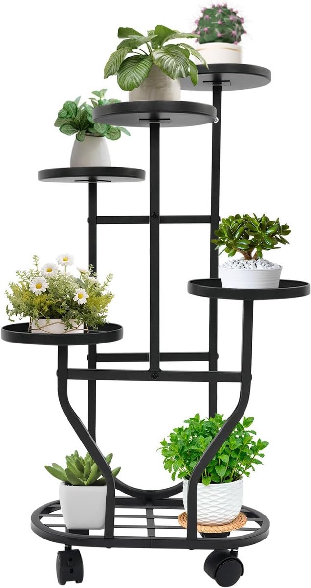 Plantenstandaard met wielen en 5 niveaus voor balkon, binnen en