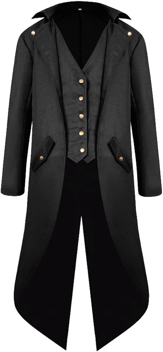 Vintage herenjas, gotische Victoriaanse jas, uniform, Halloween-kostuum