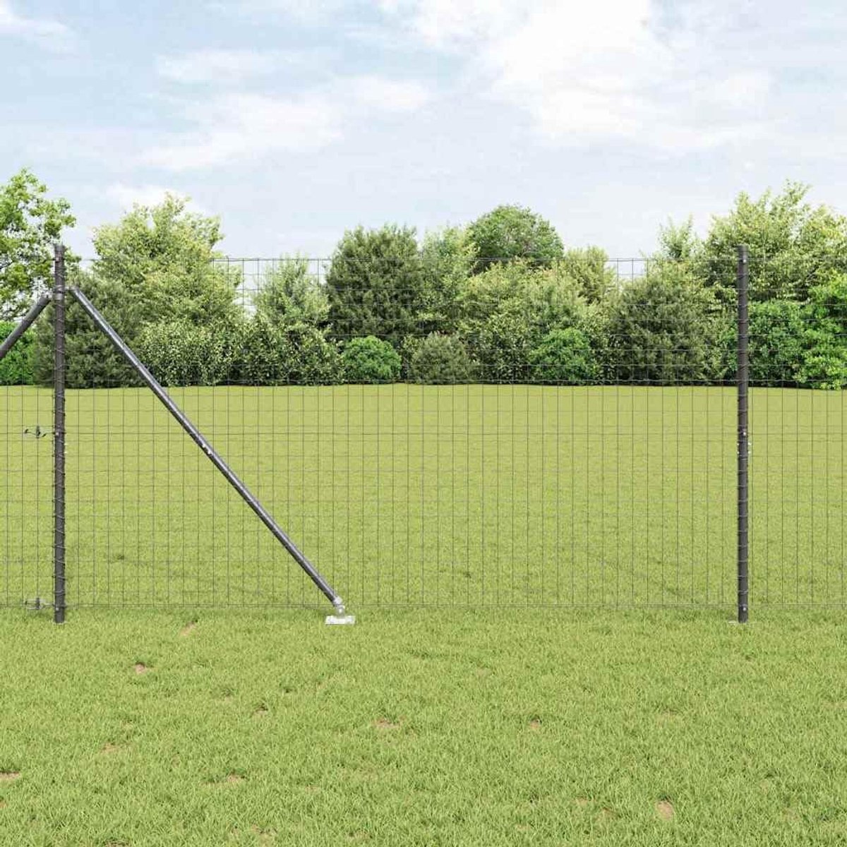 Palen met inslaghuls 7-delige set, 140 cm, gepoedercoat staal, weerbestendig, hekpaal voor de tuin, grijs