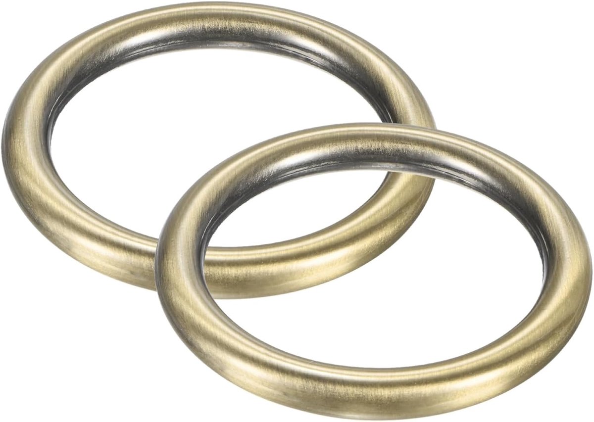 Set van 2 metalen O-ringen 1 1/2 inch binnendiameter roestvrijstalen O-ringen krans bloemen gladde ronde ringen gesp lus ring voor doe-het-zelf/portemonnee/tas/kraag/leer [geborsteld