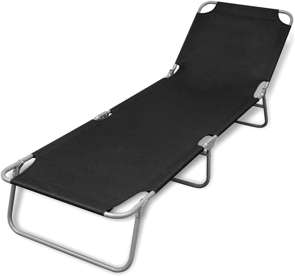Ligstoel voor tuin en strand met verstelbare rugleuning als ruimtebesparende inklapbare tuinligstoel en inklapbaar zonnebed met stalen frame