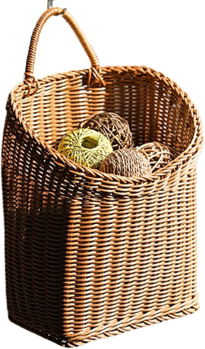 Rotan geweven mand - Decoratief muurhangend opbergornament | Rustieke Broodhouder Accent Voor Voordeur Ingang Boerderij Kinderkamer Slaapkamer Badkamer Buiten Binnen