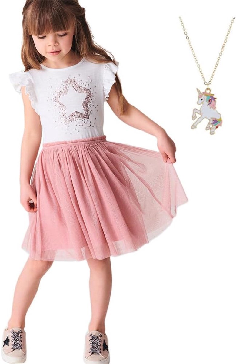 Zomerjurk - Vluchtige Tulle Prinses Jurk met Ronde Hals