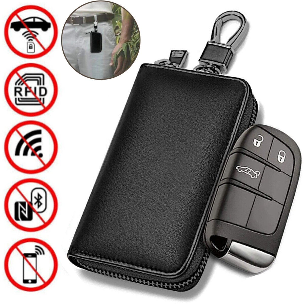 Faraday-Etui Voor Autosleutels - Autosleutel Signaalblokkerende Tas - RFID-Sleutelhouder Van Imitatieleer - Faraday-Tas