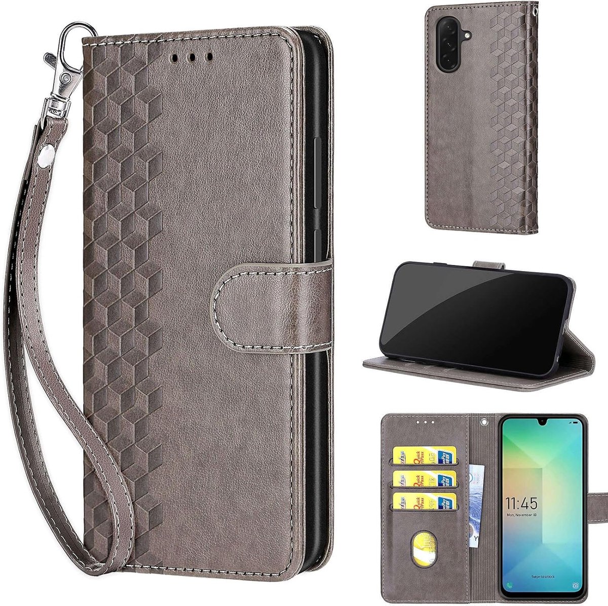 Portemonnee Telefoonhoes voor Samsung Galaxy A26 / A17 Kubus-Grijs