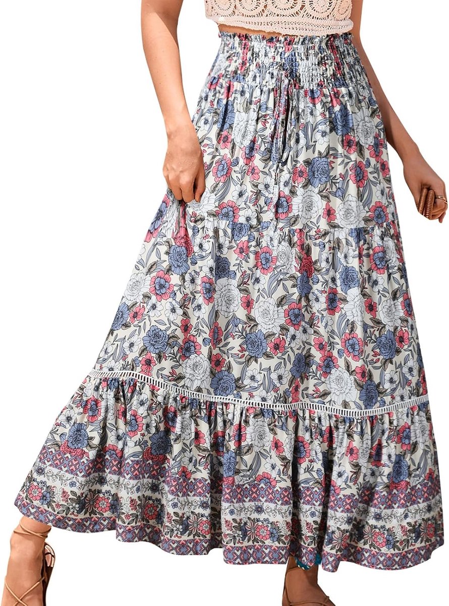 Rokken Elastische Hoge Taille Maxi Rokken voor Vrouwen 2 in 1 Vintage Maxi Rok Zomer Lange Jurken Elegante A-lijn Strand Rok
