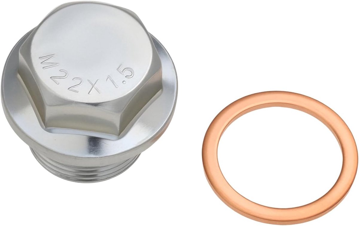 Dailygoods- Oliecarterplug M22x1.5 - Afvoerplug - Afdichtplug - Duurzaam - Compatibel met Ducati - Corrosiebestendig met zeshoekige kop