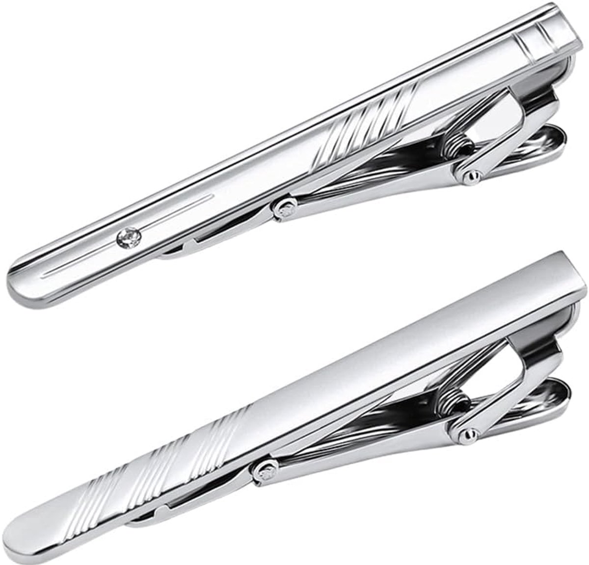 Dailygoods- Dasspelden 2x - Zilveren Stropdasclips - Modieuze Accessoires - Duurzaam en Roestbestendig - 6 cm Lengte - Elegante Ontwerpen - Stropdascl