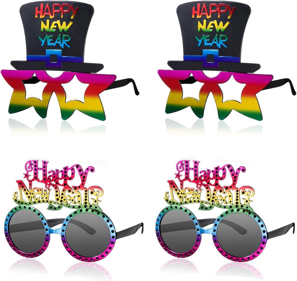 Silvester Deko 2025, Happy New Year oudejaarsavond bril, oudejaarsavond foto-rekwisieten, fotobox accessoires voor oudejaarsavond, oudejaarsavond decoratie, feestset