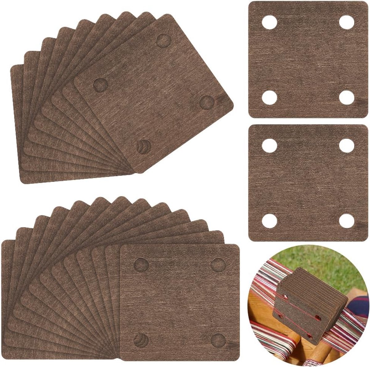 Dailygoods- Weefkaarten 24 Stuks - 5,4 x 5,4 cm - Houten Planken - Webkaarten - Handgemaakt Weefgereedschap - Weefaccessoires - Weefplanken