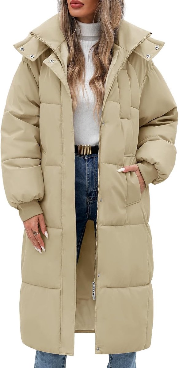 Jassen voor dames, winter, dikke gewatteerde jas, parka met capuchon, donsjack, warme katoenen jas, winddicht, met ritssluiting, zakken