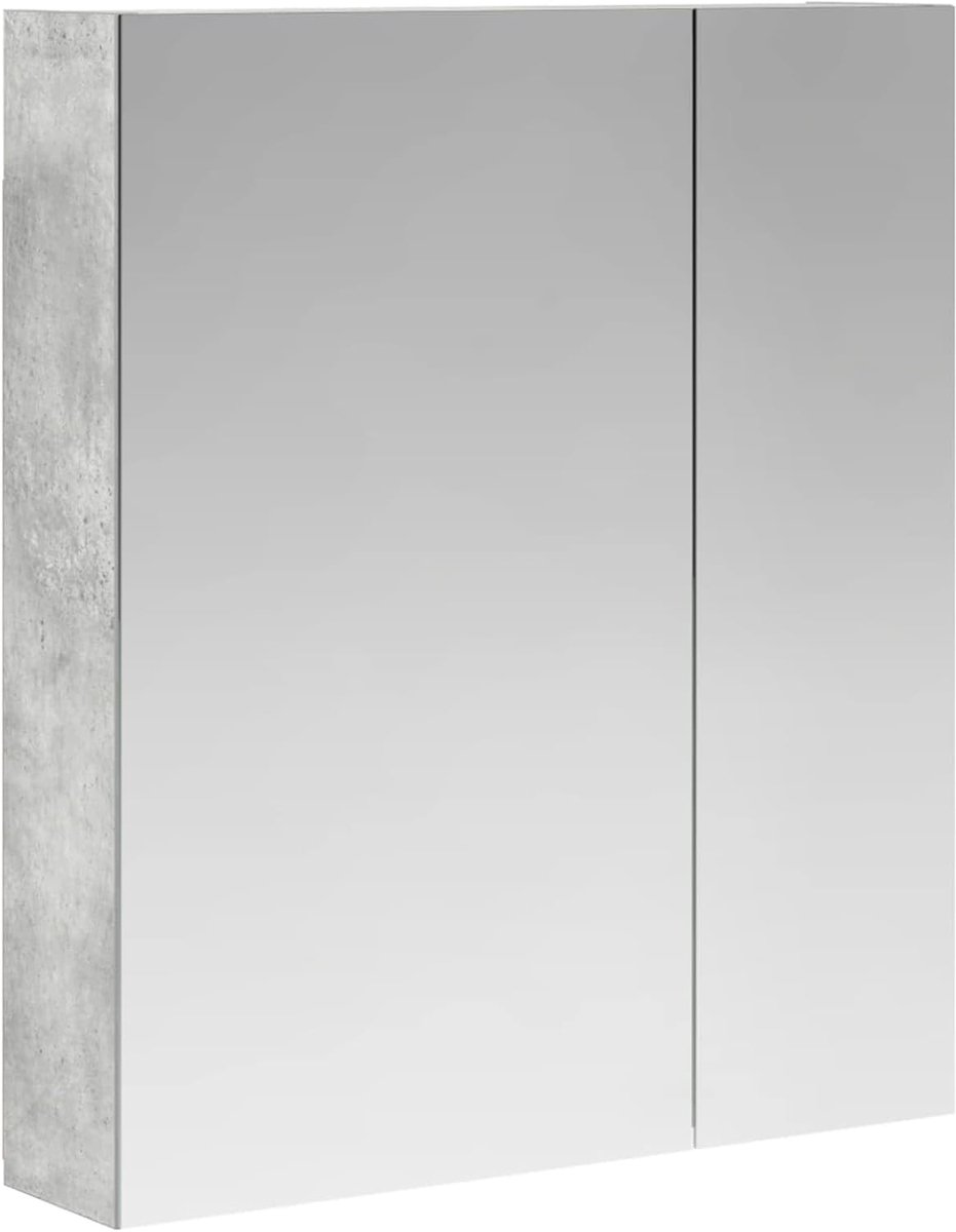 Badkamerspiegelkast met plank beton grijs 60 x 14,5 x 70 cm, badkamerkast opbergkast voor make-up wastafel gastenbadkamer 889058