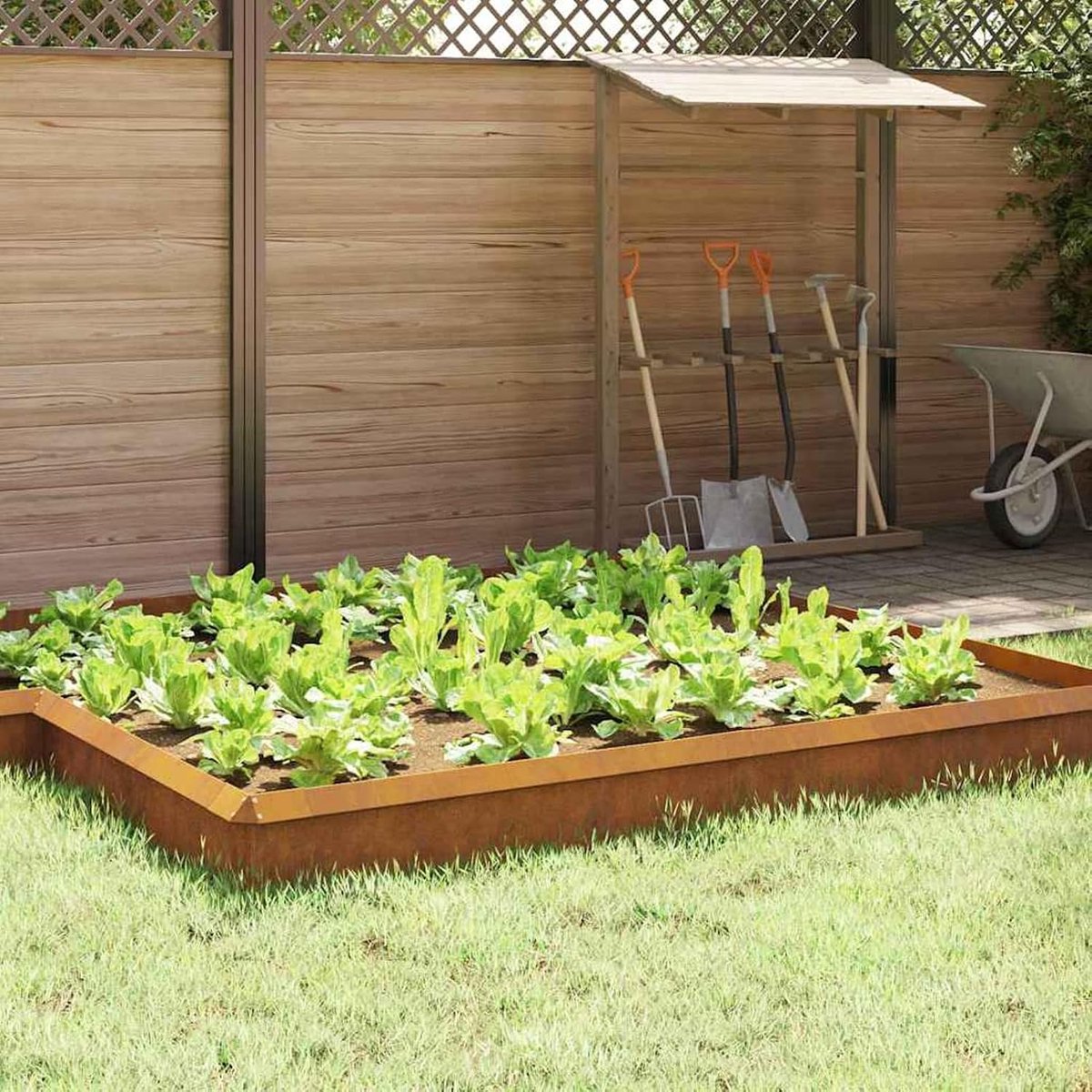 Slakkenhek, metalen tuinhek, 50 x 3,5 x 25 cm, weerbestendig staal, barrière voor tuin en terras