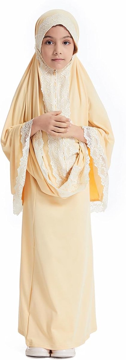 Abaya gebedsjurk voor meisjes, met hijab, islamitische kinderjurk, islamitische traditionele robe, suikerfeest, A10