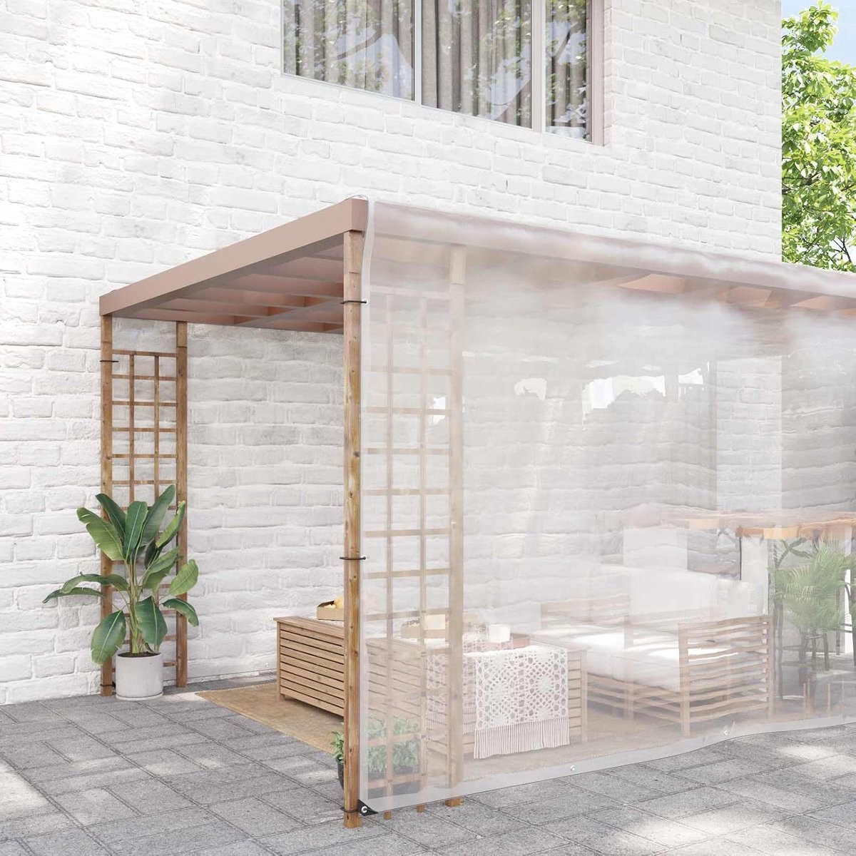 Afdekfolie/tuinbescherming 12 x 12 m, transparant PE