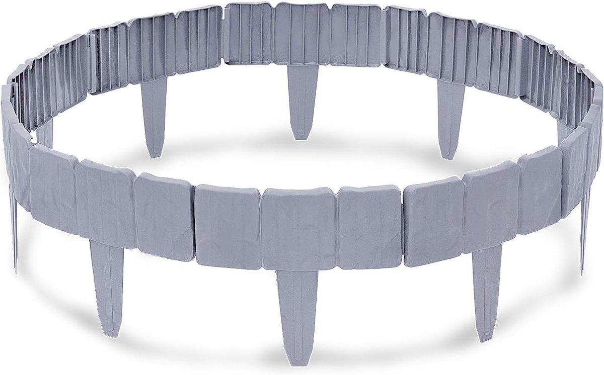 25x23cm Gazonrand Kunststof, 10m T-vormige Perkrand Maairand, De Steen Kijkt Palisade Bedranden Tuin Decoratief voor Boomgaarden Bedden Paden (Grijs, 40 Stuks)