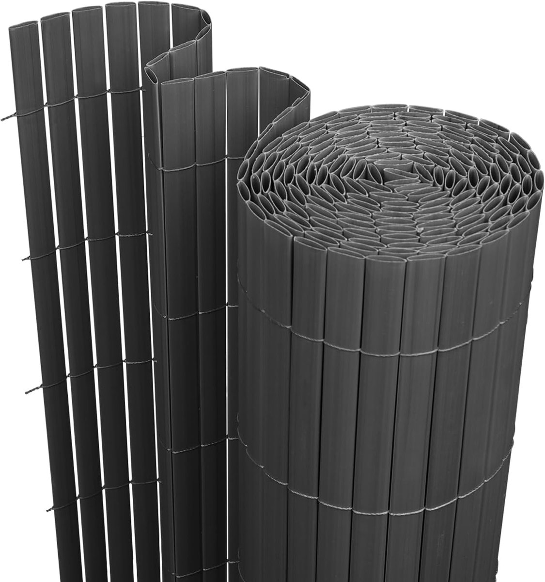 Ribversterkingen, antraciet pvc, inkijkbescherming, uv-bestendig, schimmelvrij en onderhoudsvriendelijk, versterkte privacy voor tuin, balkon, terras (0,8 x 3 m)