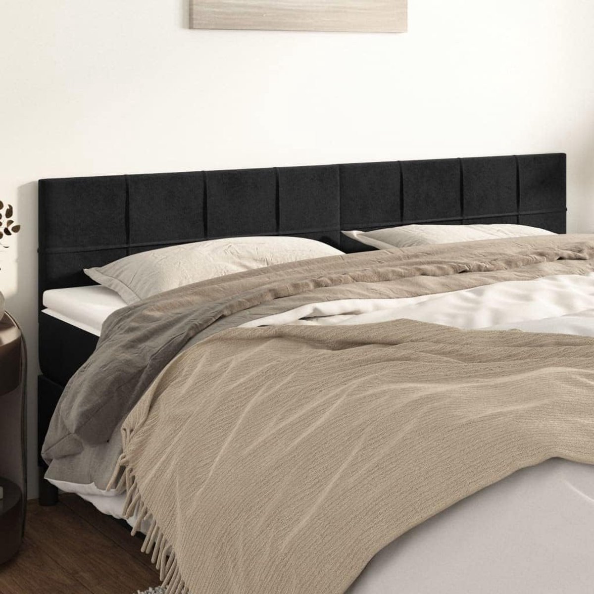 Hoofdsteunen 2 stuks zwart 100 x 5 x 78/88 cm fluwelen hoofdeinde voor slaapkamer slaapkamer hotels meubels