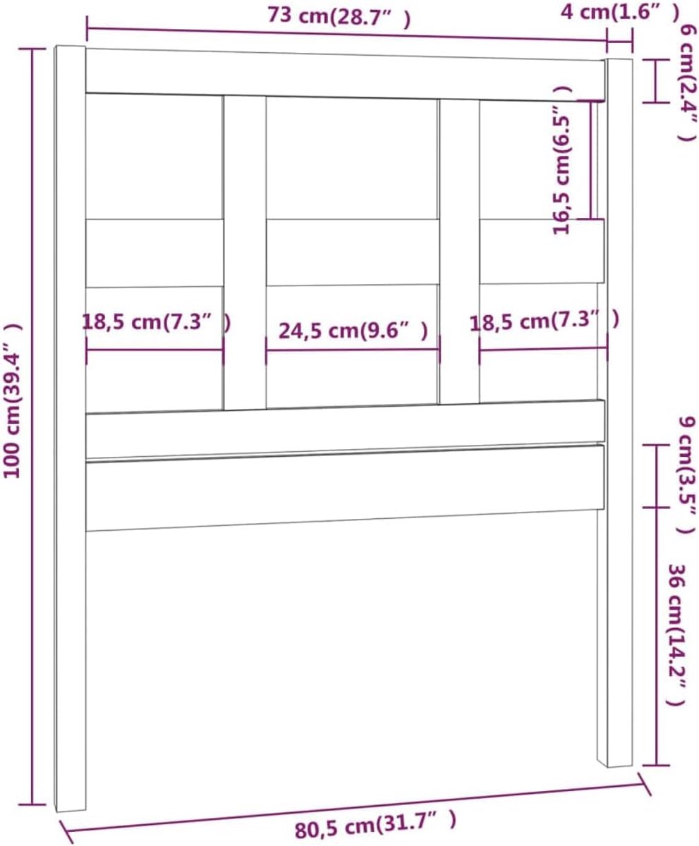 Hoofdeinde, grijs, 80,5 x 4 x 100 cm, massief grenen, hoofdeinde voor slaapkamer, hotel, hoofdeinde, werkkamer, voor slaapkamer, tweede slaapkamer, hotel