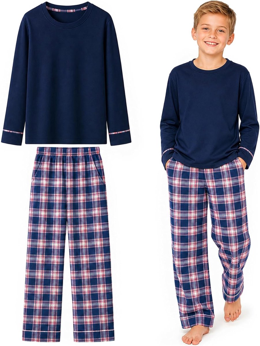 Pyjama's met lange mouwen voor kinderen, 7-16 jaar