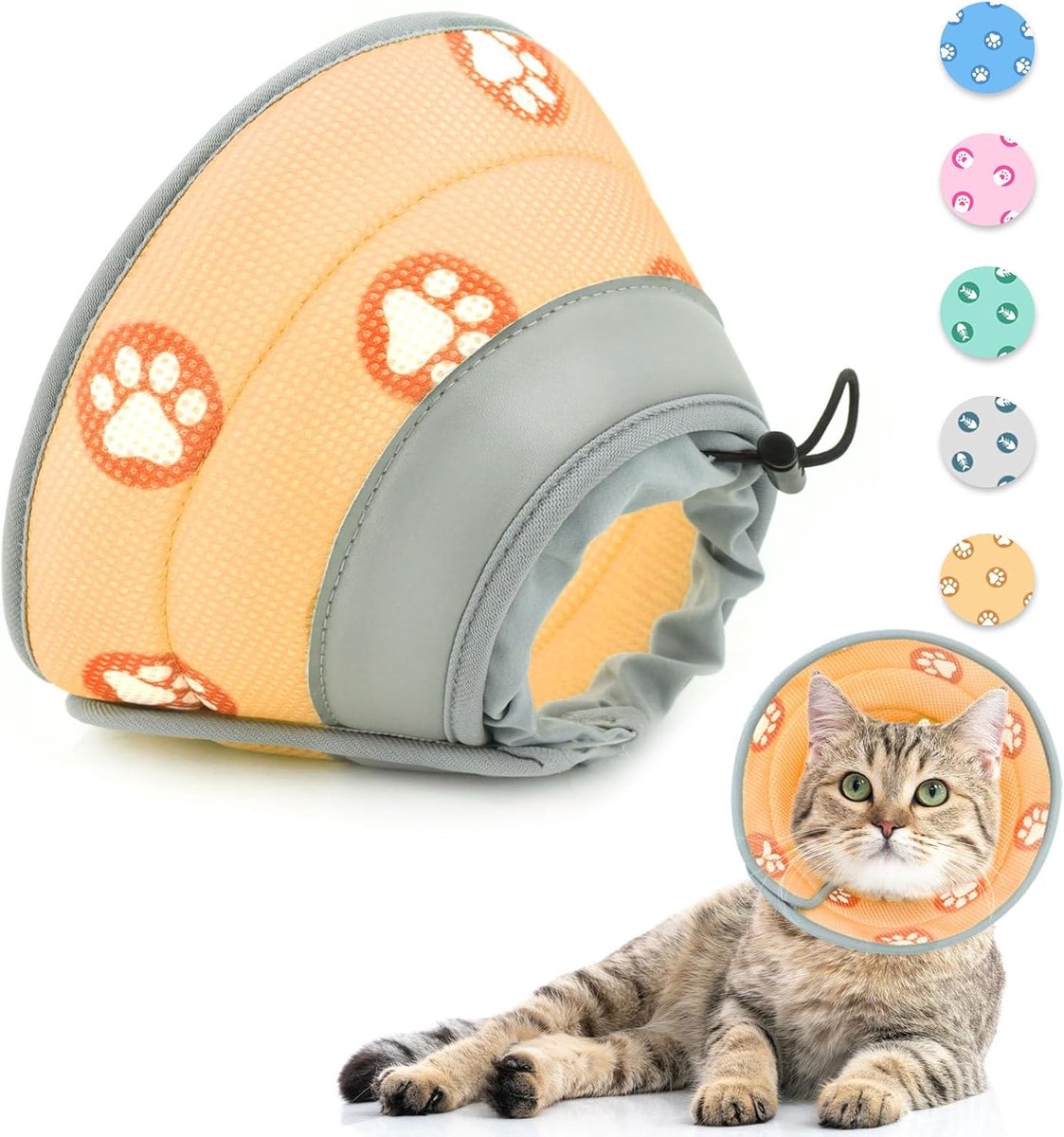 Kattenhalsband, verstelbare kattenhalsband, zachte kegel na operatie en blessures, voor puppy's, kleine honden en katten (oranje, M)