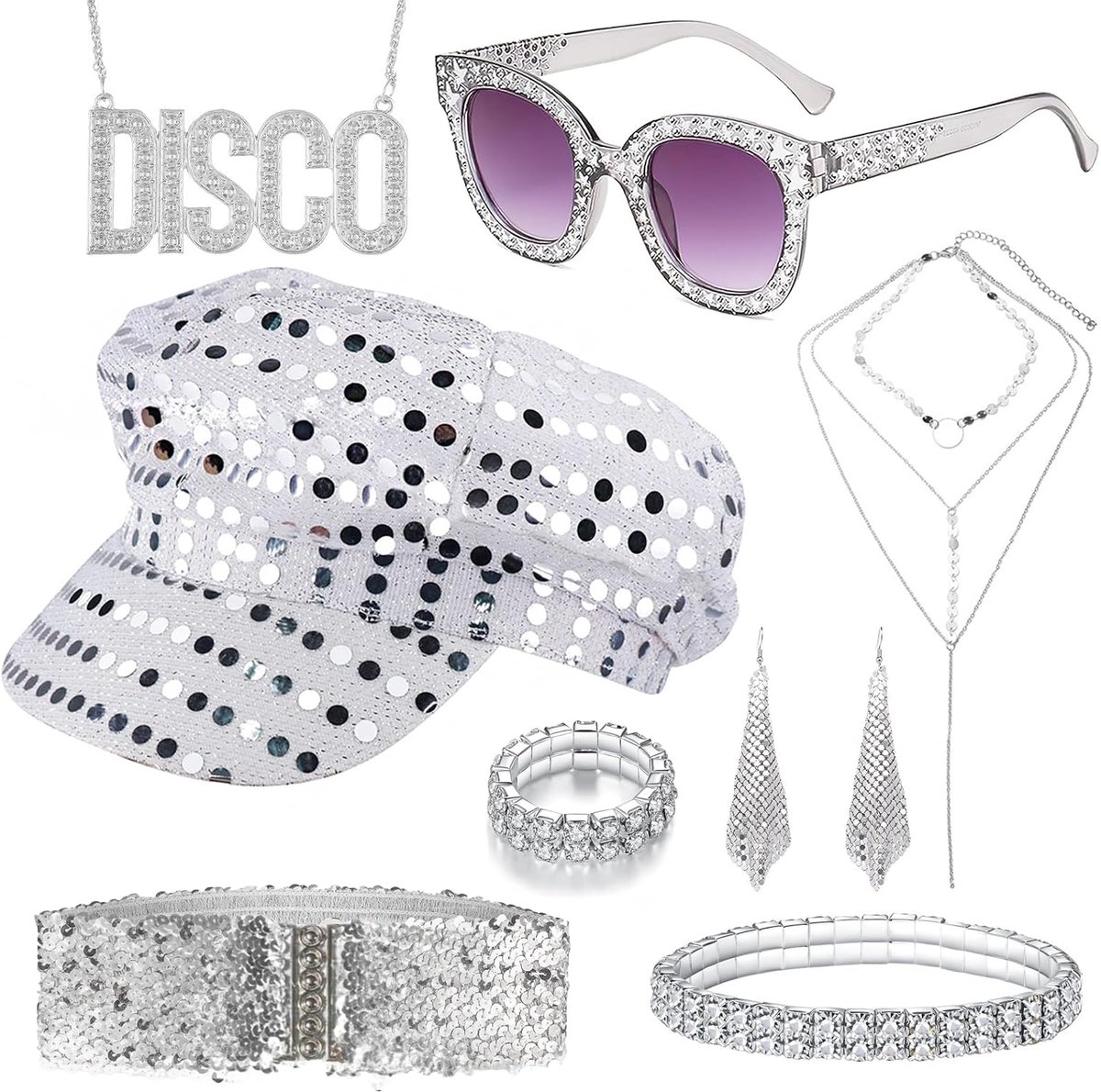 Dailygoody - Discoaccessoires Set - Jaren '70 Retro - 8 Stuks