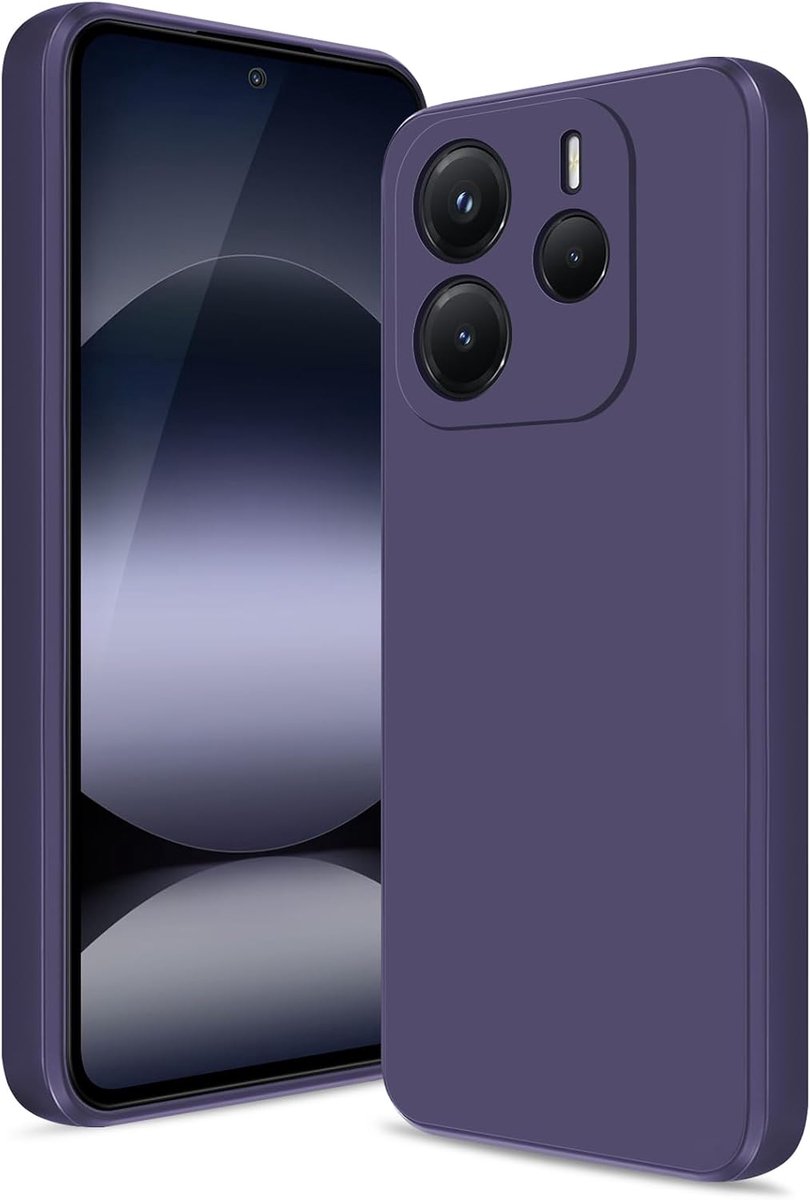 Hoesje voor Xiaomi Redmi Note 14 5G, Siliconen Case met Cameralens Volledige Bescherming, Schokbestendige Beschermhoes met Microvezel Voering -Violet Lila