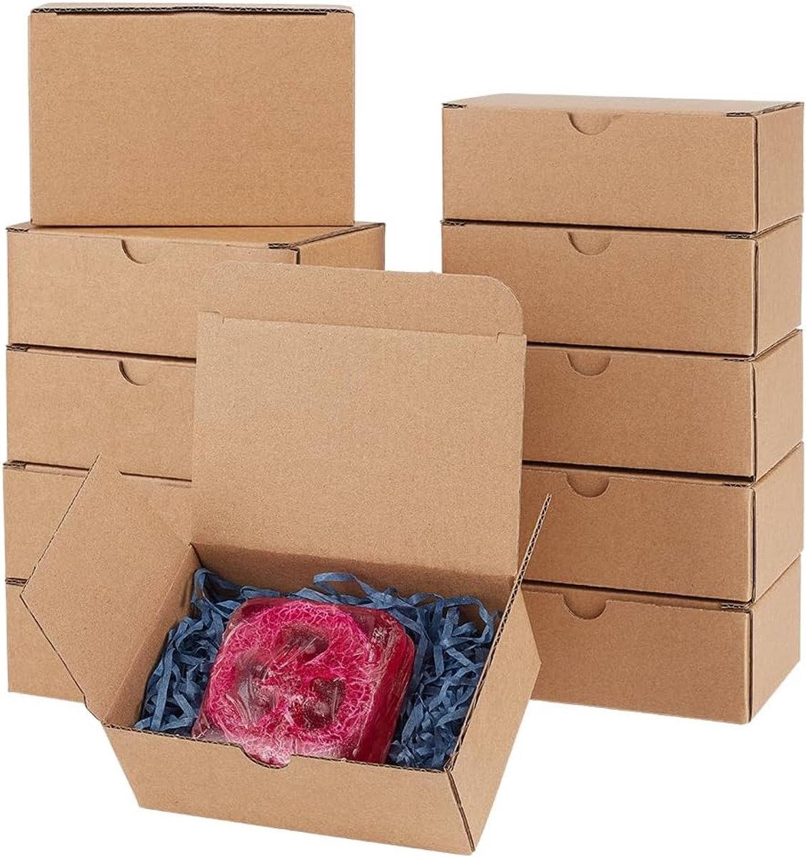 Dailygoods- Geschenkdosen Set van 30 - Golfkartonnen Dozen - Verzenddozen - Bruine Dozen - 12,7 x 8,8 x 4,7 cm - Perfect voor Verpakking