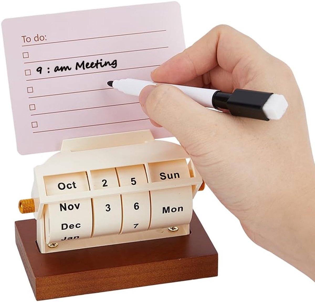 Dailygoods - Houten Draaibare Perpetuele Kalender voor Bureau