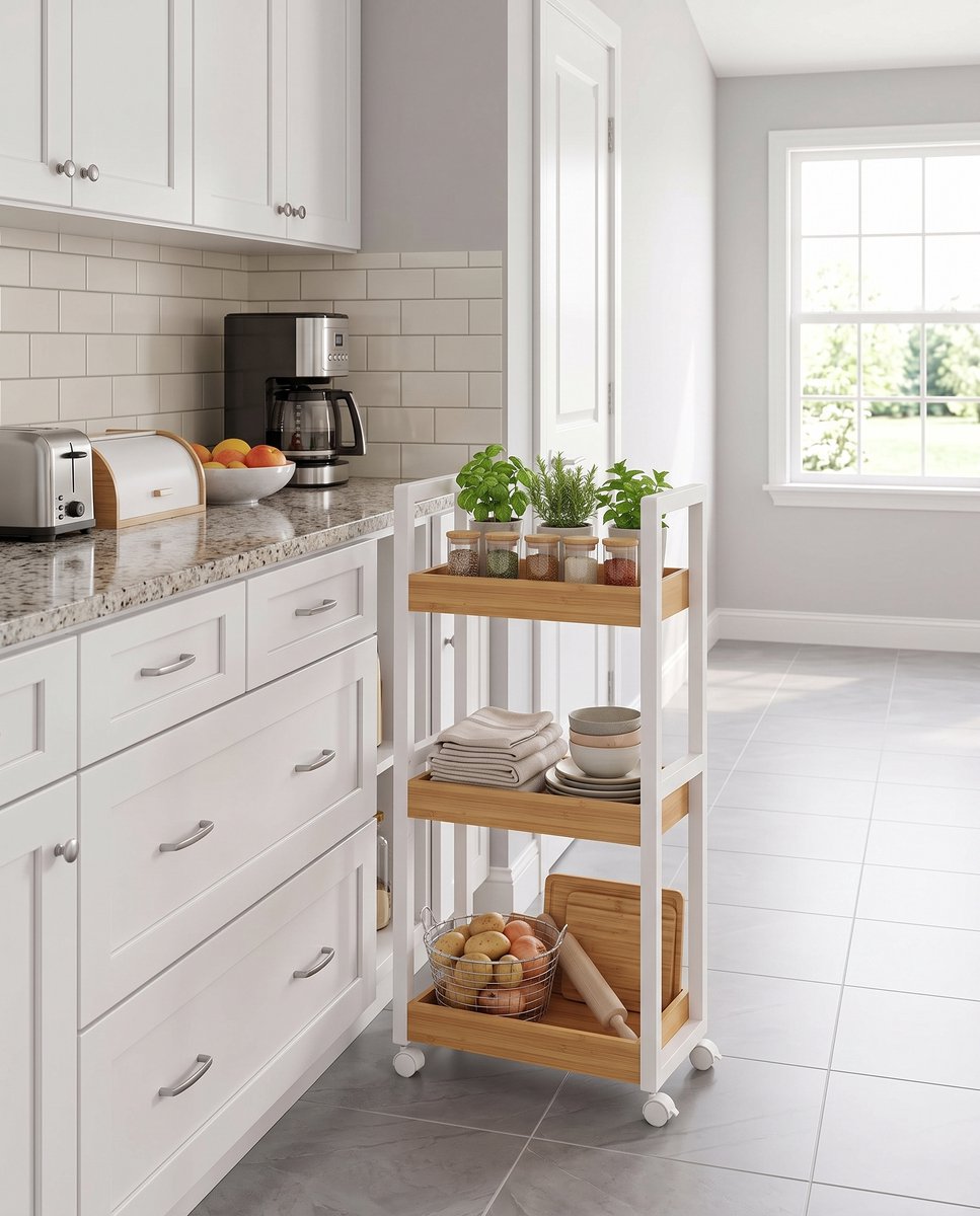 ACAZA Trolley - Keukentrolley - Badkamerrek - 30 x 20 x 80 cm - Smal & Ruimtebesparend - Voor Keuken/Badkamer/Bureau
