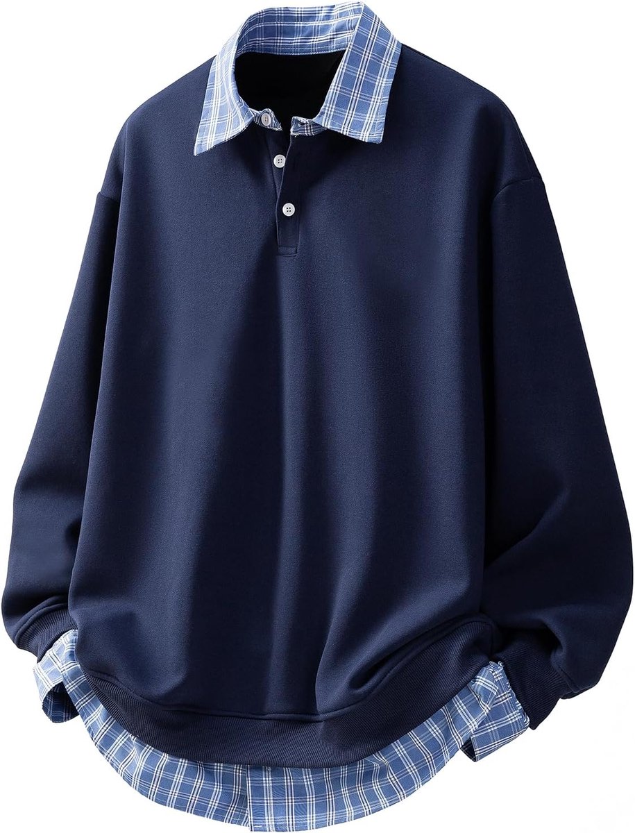 nep twee stukken polo sweatshirt vintage geruite kraag knop trui top