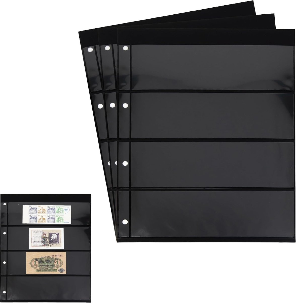3 Prophila Kobra double-sided stocksheets, 4-way division, 4 pockets