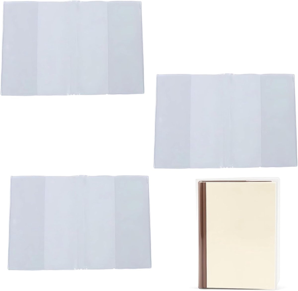 Boekhoezen, A5 Notitieboek Hoesjes Set + Doorzichtige PVC Beschermhoes + Duurzaam Flexibel Materiaal + 3-Pack + 14,9 x 20,6 cm + Voor Kantoor en Thuisgebruik