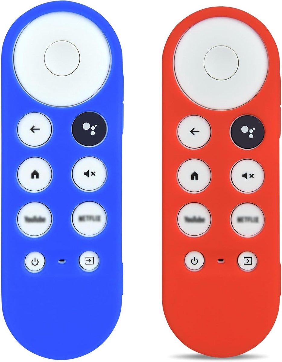 (2 stuks) siliconen beschermhoes vervangende afstandsbedieningsset voor Google Smart TV afstandsbediening HD 2022 / 4K 2020 spraakafstandsbediening (siliconen, blauw en rood)