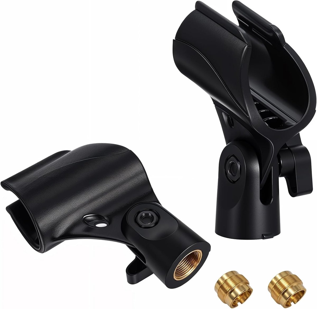 Set van 2 Universele Microfoonhouders, Verstelbare Microfoonclip voor Statief, Zwart, Inclusief Adapter voor 5/8 Inch naar 3/8 Inch Schroef